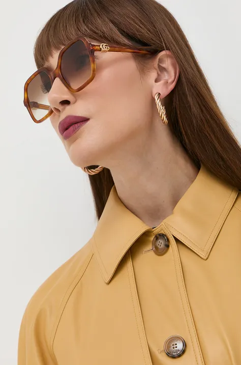 Slnečné okuliare Gucci dámske, hnedá farba