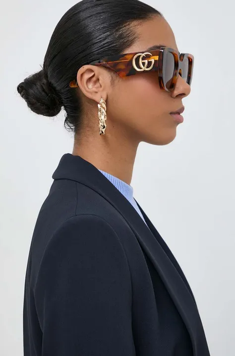 Gucci okulary przeciwsłoneczne damskie kolor brązowy GG0956S