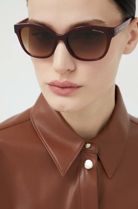 Sončna očala Armani Exchange ženski, rjava barva