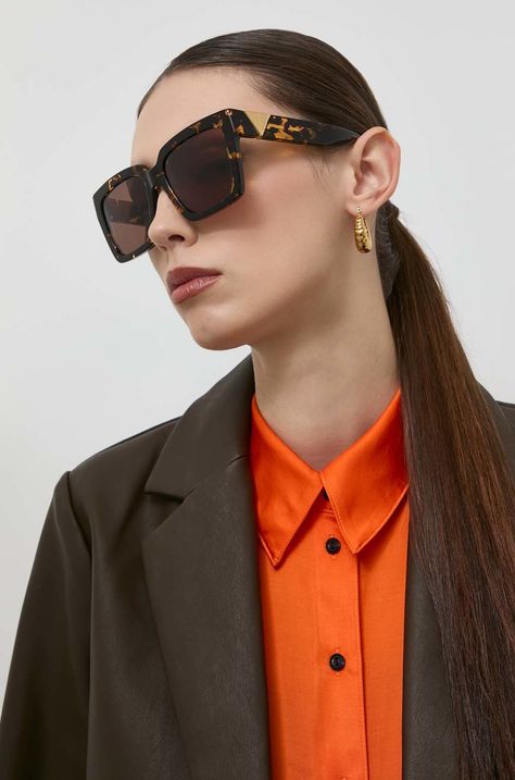 Сонцезахисні окуляри Bottega Veneta BV1198SA жіночі колір коричневий