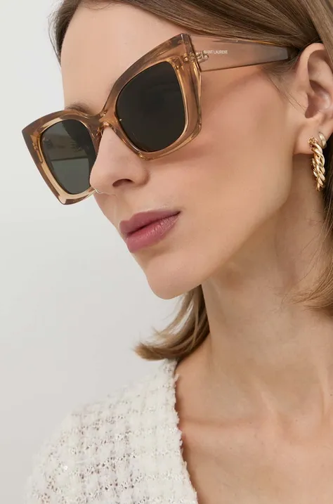 Sončna očala Saint Laurent ženski, rjava barva