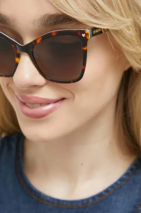 Love Moschino okulary przeciwsłoneczne damskie kolor brązowy
