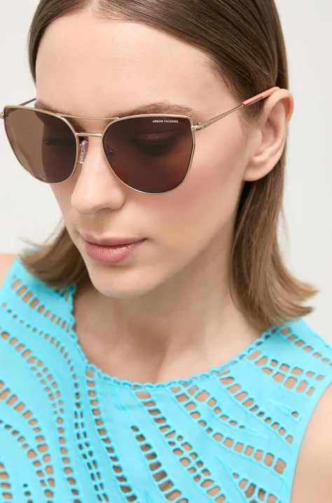 Sončna očala Armani Exchange ženski, bež barva