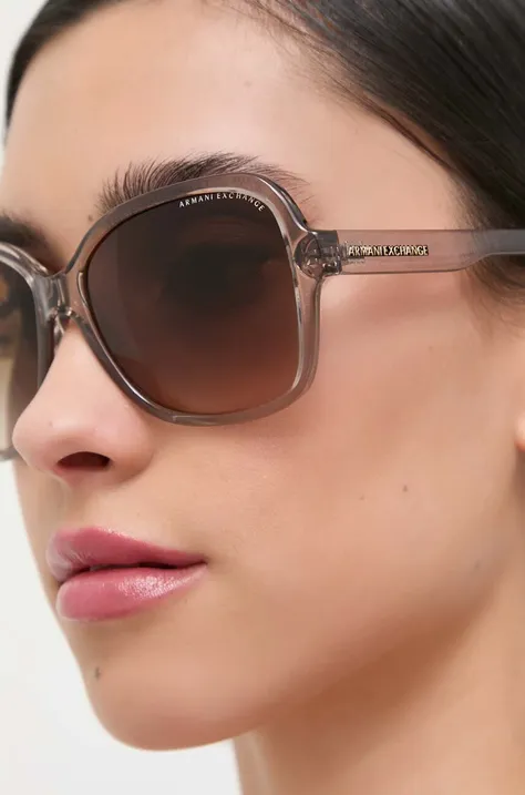 Armani Exchange okulary przeciwsłoneczne damskie kolor beżowy 0AX4029S