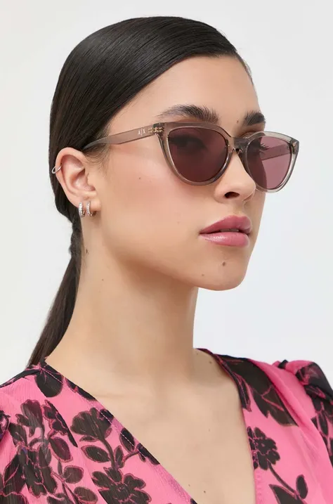 Slnečné okuliare Armani Exchange dámske, béžová farba