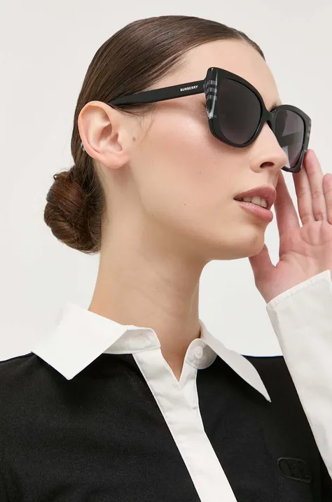 Burberry okulary przeciwsłoneczne MERYL damskie kolor czarny 0BE4393