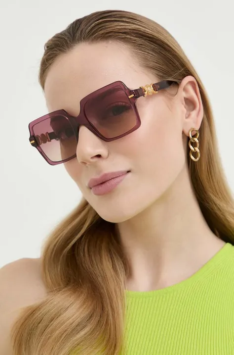 Versace okulary przeciwsłoneczne damskie kolor bordowy