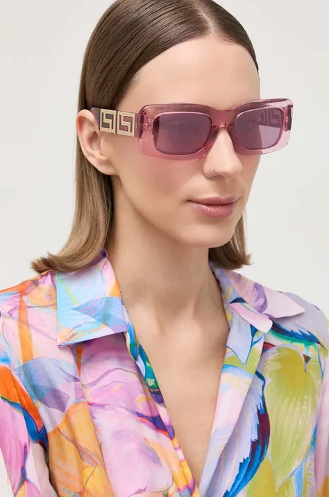 Sončna očala Versace ženski, roza barva