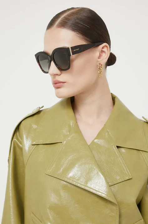 Сонцезахисні окуляри Jimmy Choo жіночі колір коричневий
