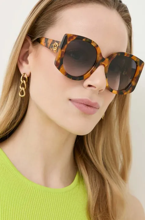 Sluneční brýle Gucci dámské, hnědá barva