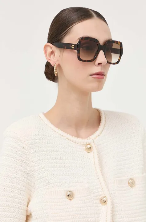 Slnečné okuliare Gucci dámske, hnedá farba