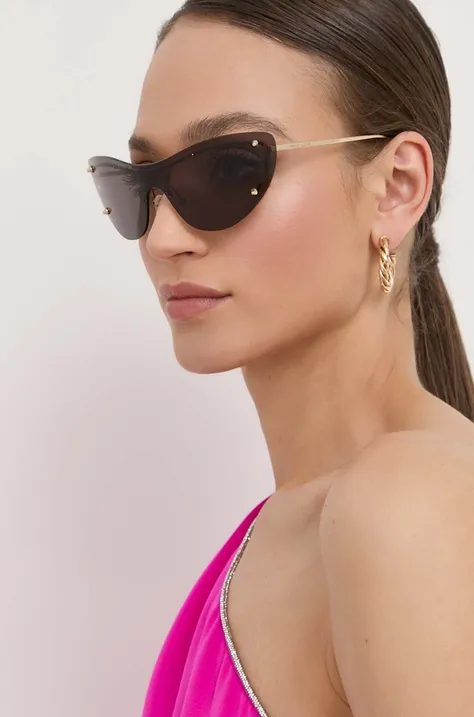 Alexander McQueen okulary przeciwsłoneczne AM0413S damskie kolor złoty