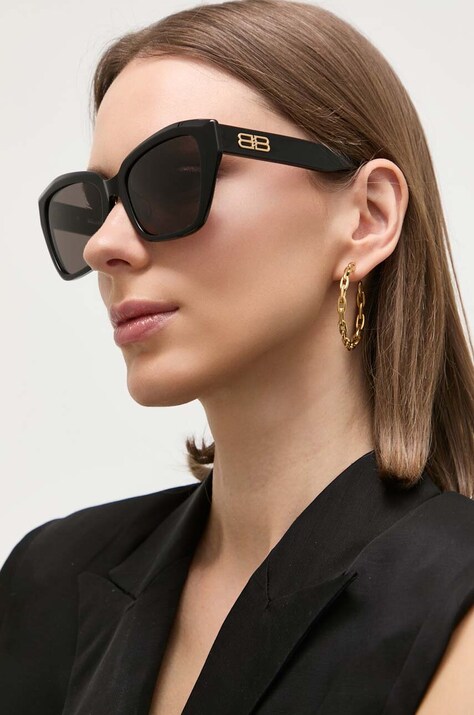 Balenciaga okulary przeciwsłoneczne damskie kolor czarny BB0273SA