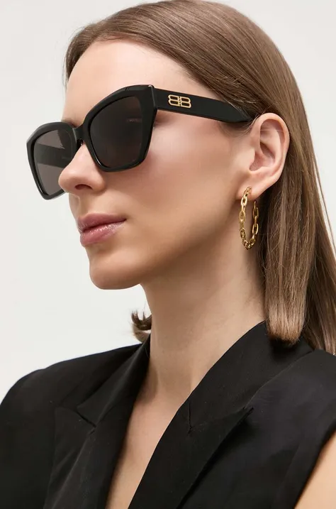 Balenciaga okulary przeciwsłoneczne BB0273SA damskie kolor czarny