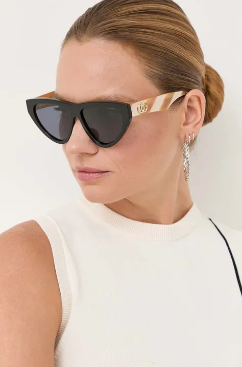 Slnečné okuliare Gucci dámske, čierna farba