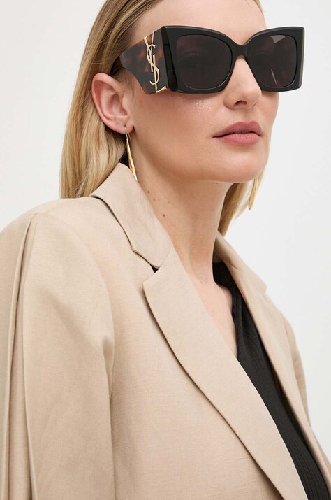 Saint Laurent ochelari de soare femei, culoarea negru