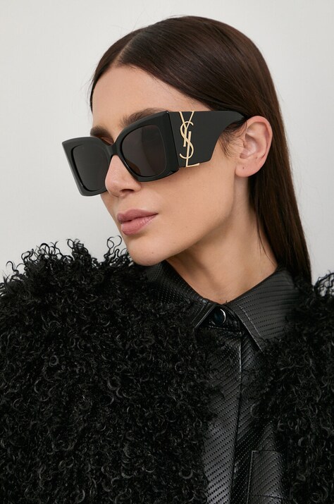 Saint Laurent ochelari de soare femei, culoarea negru