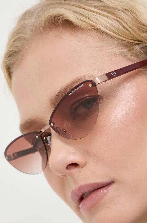 Sunčane naočale Armani Exchange za žene, boja: bordo
