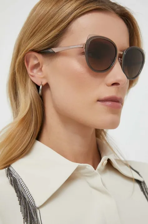Сонцезахисні окуляри Emporio Armani жіночі колір сірий