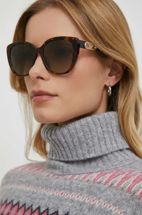 Солнцезащитные очки Emporio Armani женские цвет коричневый