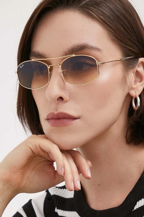 Sluneční brýle Ray-Ban dámské, béžová barva