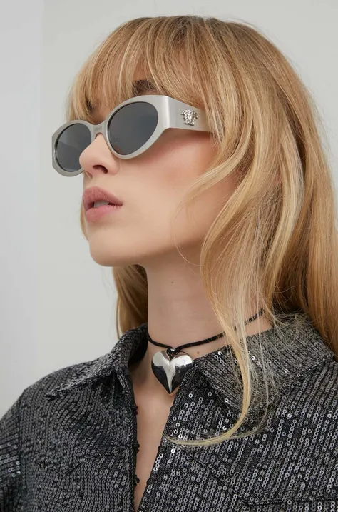 Slnečné okuliare Versace dámske, šedá farba