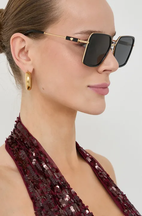 Сонцезахисні окуляри Versace жіночі колір чорний