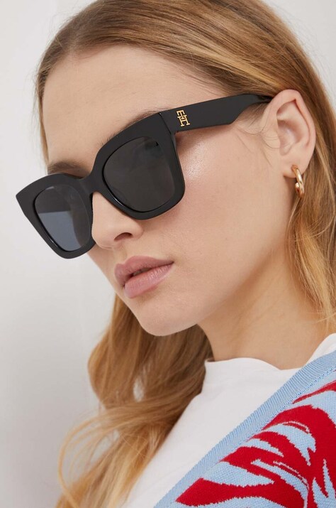 Tommy Hilfiger ochelari de soare femei, culoarea negru