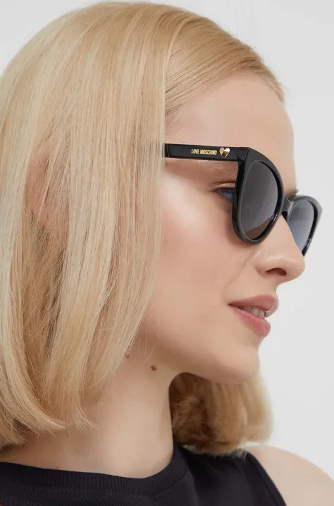 Сонцезахисні окуляри Love Moschino жіночі колір чорний