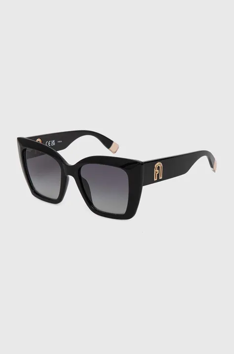 Slnečné okuliare Furla dámske, čierna farba, SFU710_540700