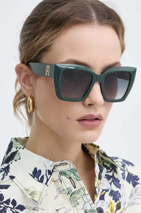 Furla okulary przeciwsłoneczne damskie kolor zielony SFU710_540D80