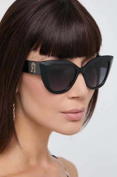 Slnečné okuliare Furla dámske, čierna farba, SFU711_530700
