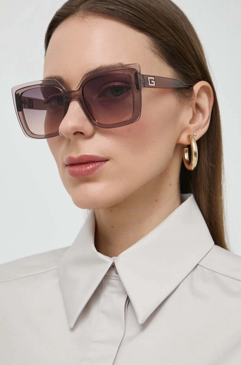 Guess okulary przeciwsłoneczne damskie kolor beżowy GU7908 5259Z