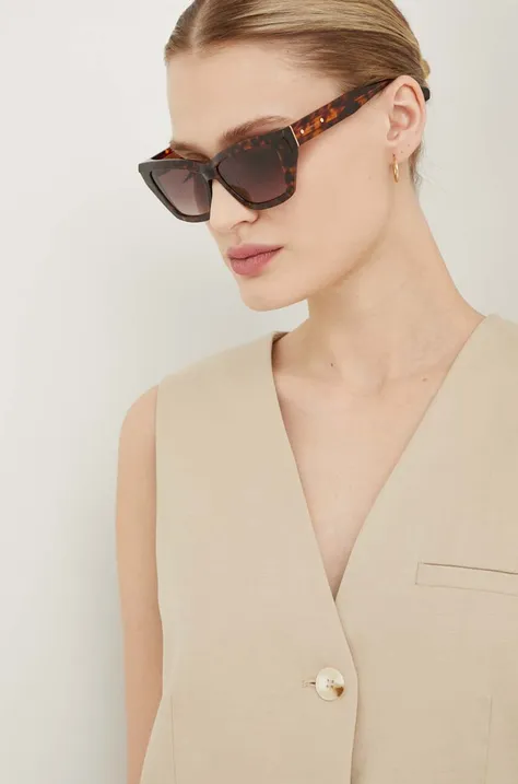 AllSaints okulary przeciwsłoneczne damskie kolor brązowy ALS501116656