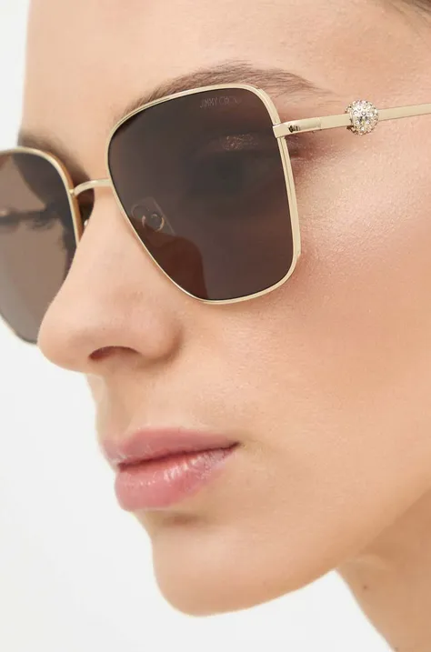 Jimmy Choo ochelari de soare femei, culoarea maro, 0JC4005HB