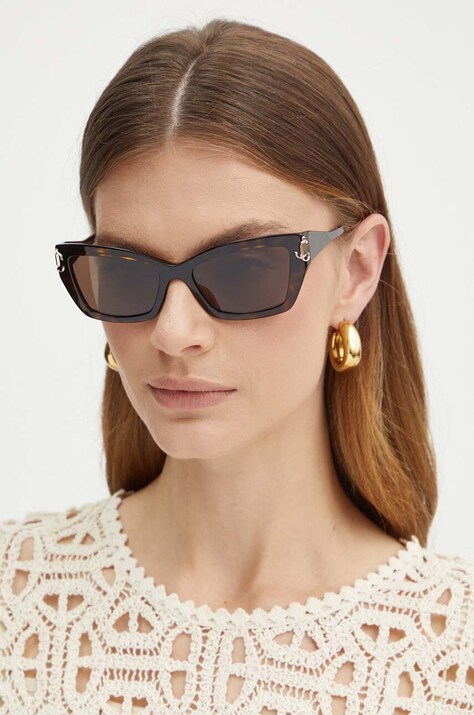 Jimmy Choo ochelari de soare femei, culoarea maro, 0JC5011U