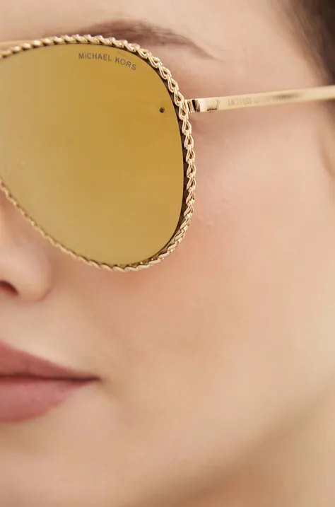 Michael Kors okulary przeciwsłoneczne PORTOFINO damskie kolor złoty 0MK1147