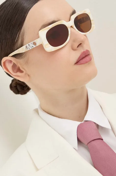Michael Kors okulary przeciwsłoneczne BORDEAUX damskie kolor beżowy 0MK2215