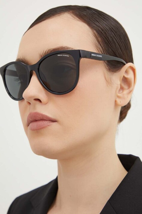 Armani Exchange okulary przeciwsłoneczne damskie kolor czarny 0AX4144SU