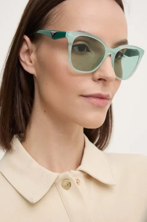 Сонцезахисні окуляри Emporio Armani жіночі колір бірюзовий