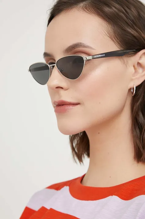 Сонцезахисні окуляри Emporio Armani жіночі колір срібний