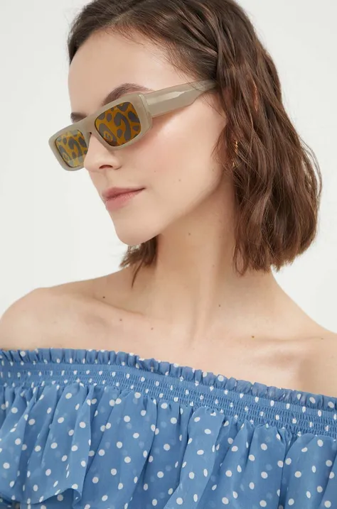Сонцезахисні окуляри Emporio Armani жіночі колір бежевий