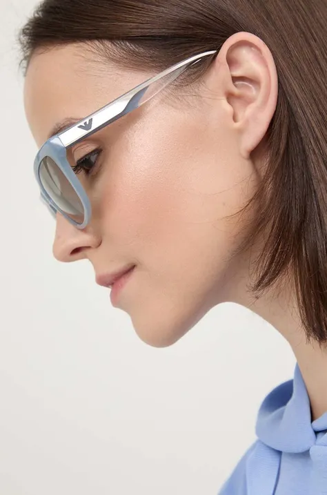 Emporio Armani okulary przeciwsłoneczne damskie kolor niebieski