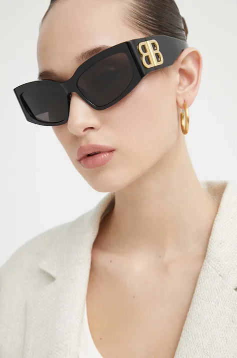 Slnečné okuliare Balenciaga dámske, čierna farba, BB0321S