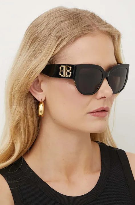 Sluneční brýle Balenciaga dámské, černá barva, BB0323SK