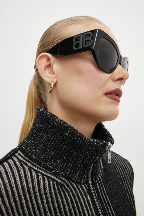 Balenciaga okulary przeciwsłoneczne damskie kolor czarny BB0322S