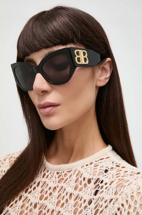 Sluneční brýle Balenciaga dámské, černá barva, BB0322S
