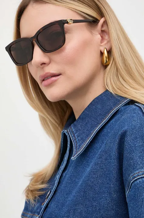 Сонцезахисні окуляри Gucci жіночі колір коричневий