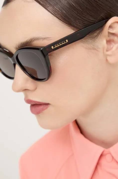 Сонцезахисні окуляри Gucci жіночі колір коричневий