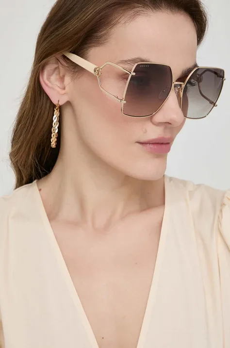 Slnečné okuliare Gucci dámske, béžová farba, GG1564SA